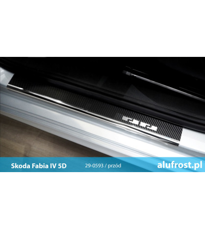 Nakładki progowe + folia karbonowa SKODA FABIA II