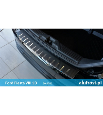 Rear bumper protector + carbon foil FORD FIESTA VIII 5D